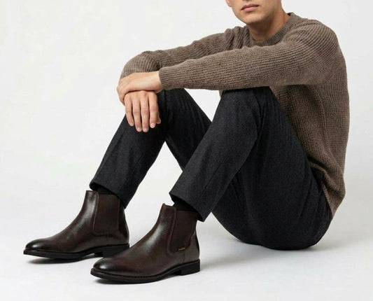 Botín Chelsea casual verloois de piel chocolate